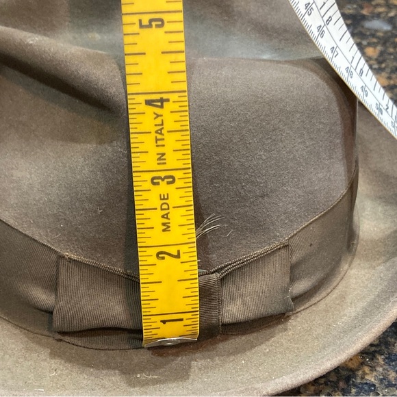 VTG 1960s era Bee Hats Custom Made Brown Beaver Felt Fedora Distressed Worn Sz 7 - Picture 12 of 15